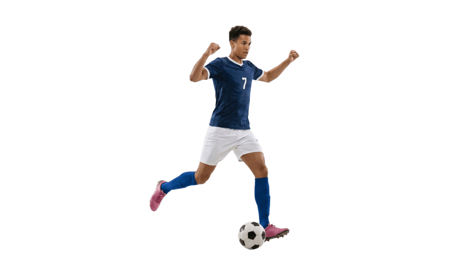 A footballer with the background removed