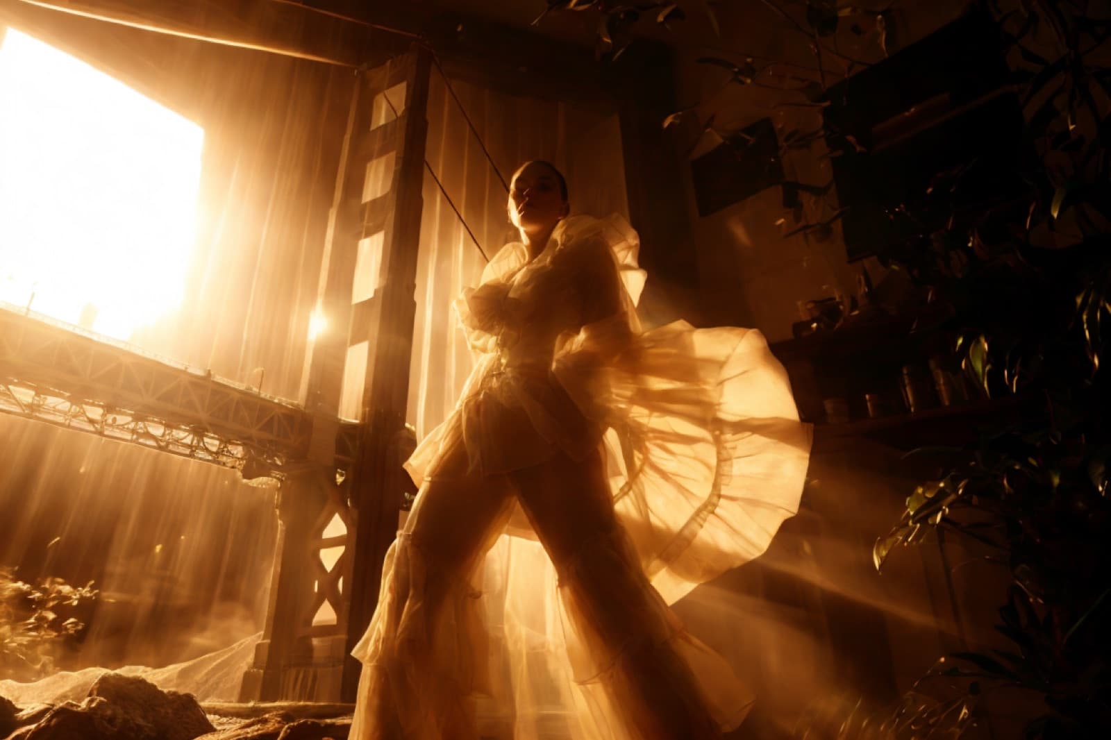 A portrait relit with warm, dramatic light